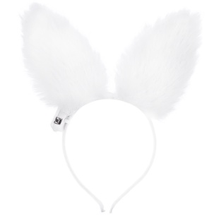 Светодиодный ободок, Зайка, Пушистые ушки, Белый, 1 шт. 