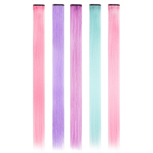 Цветные пряди для волос, на заколке, 5 гр., Нежный микс, 55,2*7,9*0,2 см, 5 шт. в упак. 