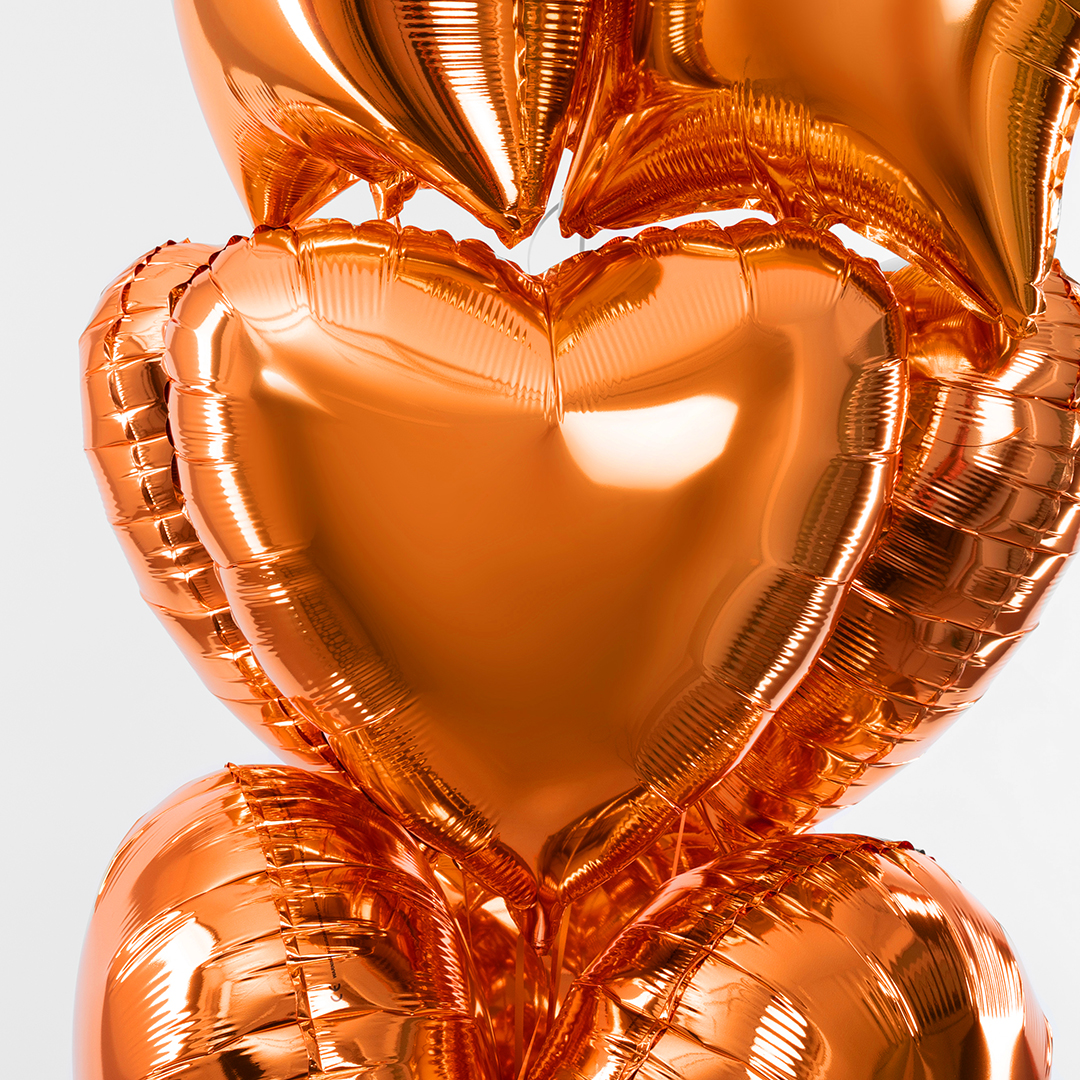 Шар (18''/46 см) Сердце, Оранжевый, 1 шт.