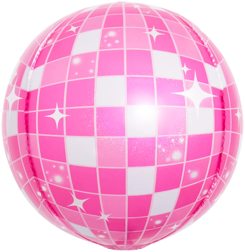 Шар 3D (22''/56 см) Сфера, Диско, Розовый, 1 шт.