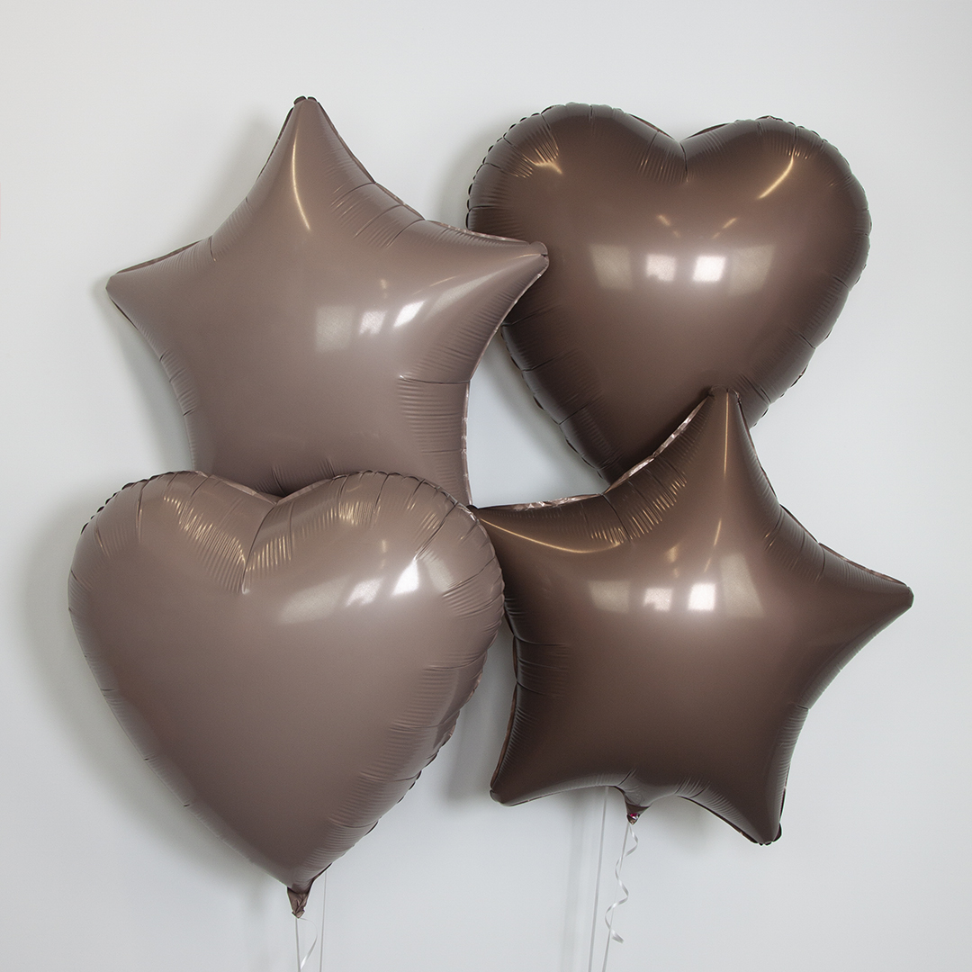 Шар (19''/48 см) Звезда, Мистик, Кофе Латте, Сатин, 1 шт.