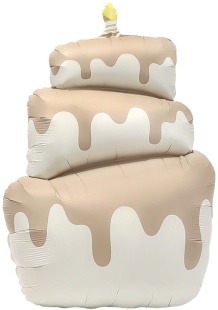 Шар (37''/94 см) Фигура, Торт, Бежевый, Сатин, 1 шт. в уп.