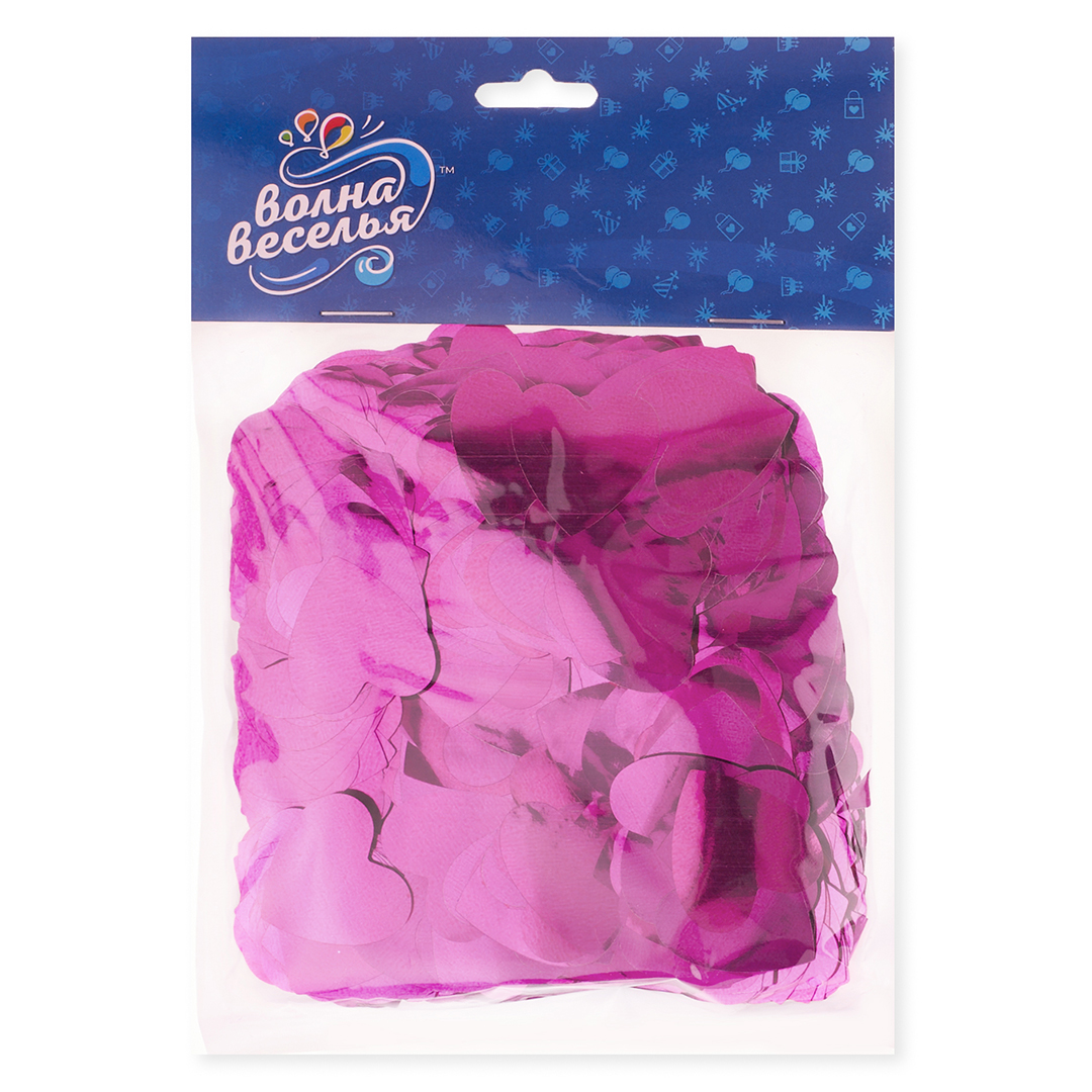 Конфетти фольга Сердце, Розовый, Металлик, 2,5 см, 50 г.