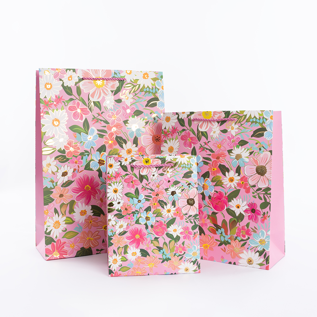 Пакет подарочный, 210гр, Любимые цветы, Дизайн №4, Металлик, 32*26*12 см, 1 шт.