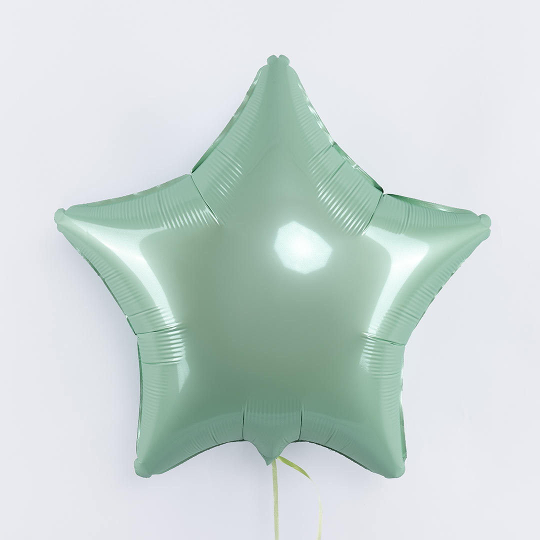 Шар (18''/46 см) Звезда, Мятный, Макарунс, 1 шт.