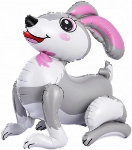 Шар (20''/51 см) Фигура 3D, Заяц, Серый, 1 шт. в уп.