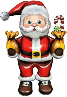 Шар 3D (43''/109 см) Фигура на подставке, Дед Мороз с подарками, 1 шт. в уп.