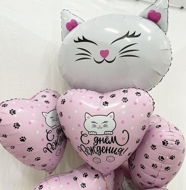 Шар (26''/66 см) Фигура, Кошечка, Белый, 1 шт. в уп.