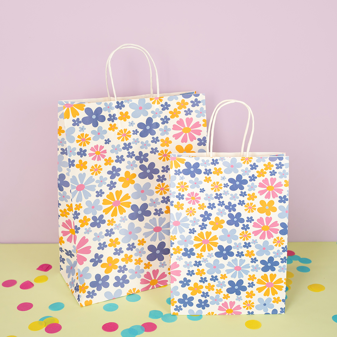Пакет подарочный, Крафт 120гр, Цветочный орнамент, Дизайн №1, 25,5*18,5*9,5 см, 1 шт.
