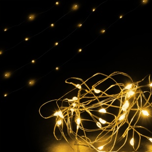 Светодиодная гирлянда, Роса 50 Led, IP14, 5 м. Теплый белый, 1 шт.