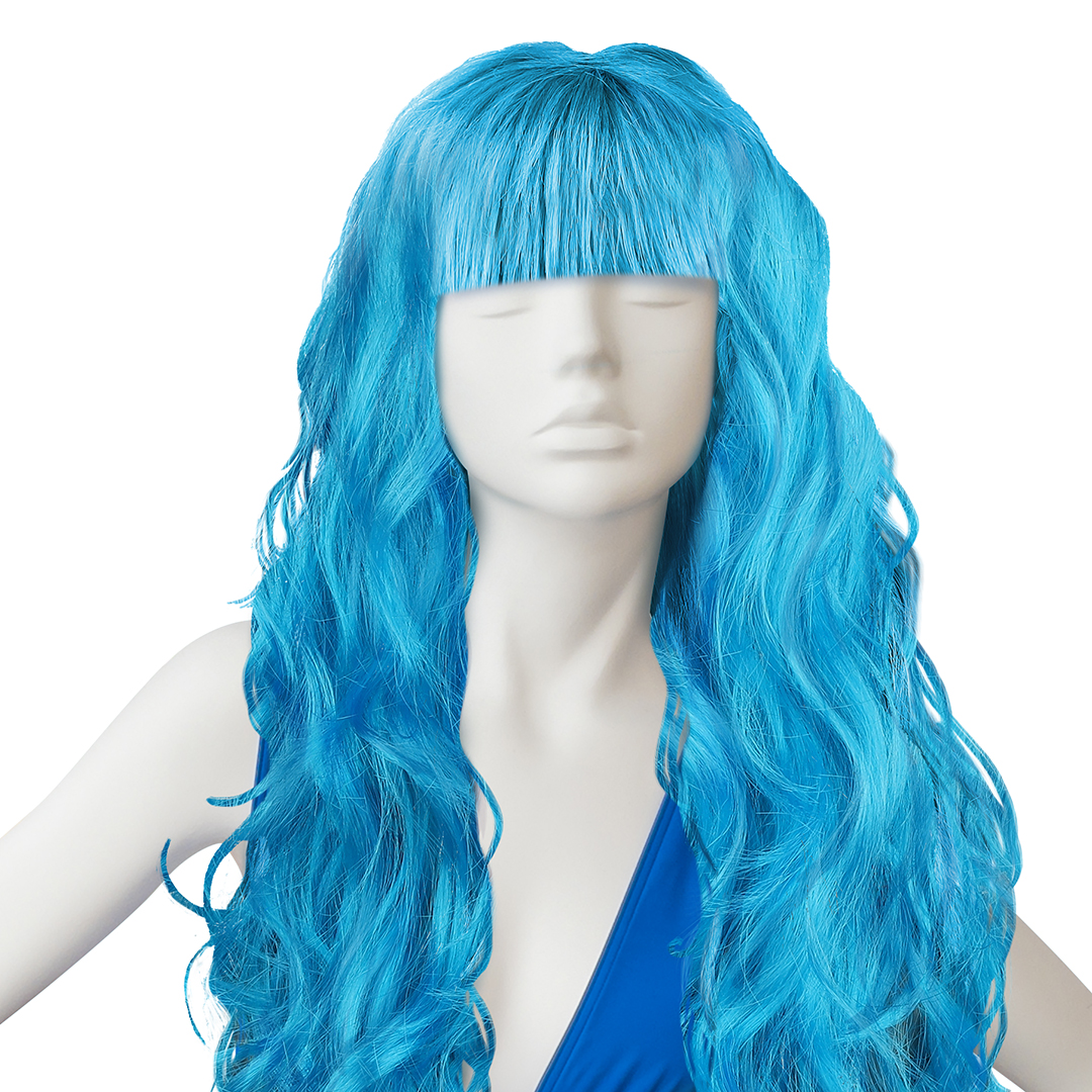 Парик карнавальный, 160 гр, Локоны, Голубой, 1 шт. 