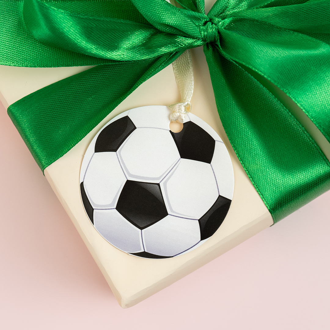 Бирки для подарков, Круг, Футбольный мяч, 5,4 см, 20 шт.