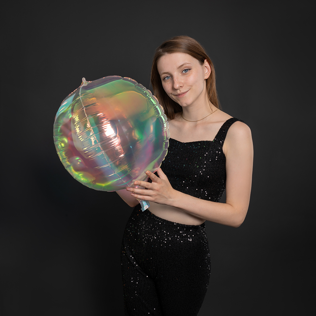 Шар 3D (22''/56 см) Сфера, Прозрачный, Хамелеон, 1 шт. в уп.