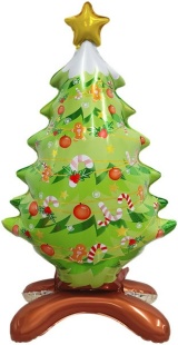 Шар 3D (26''/66 см) Фигура на подставке, Новогодняя елка, Светло-зеленый, 1 шт. в уп.