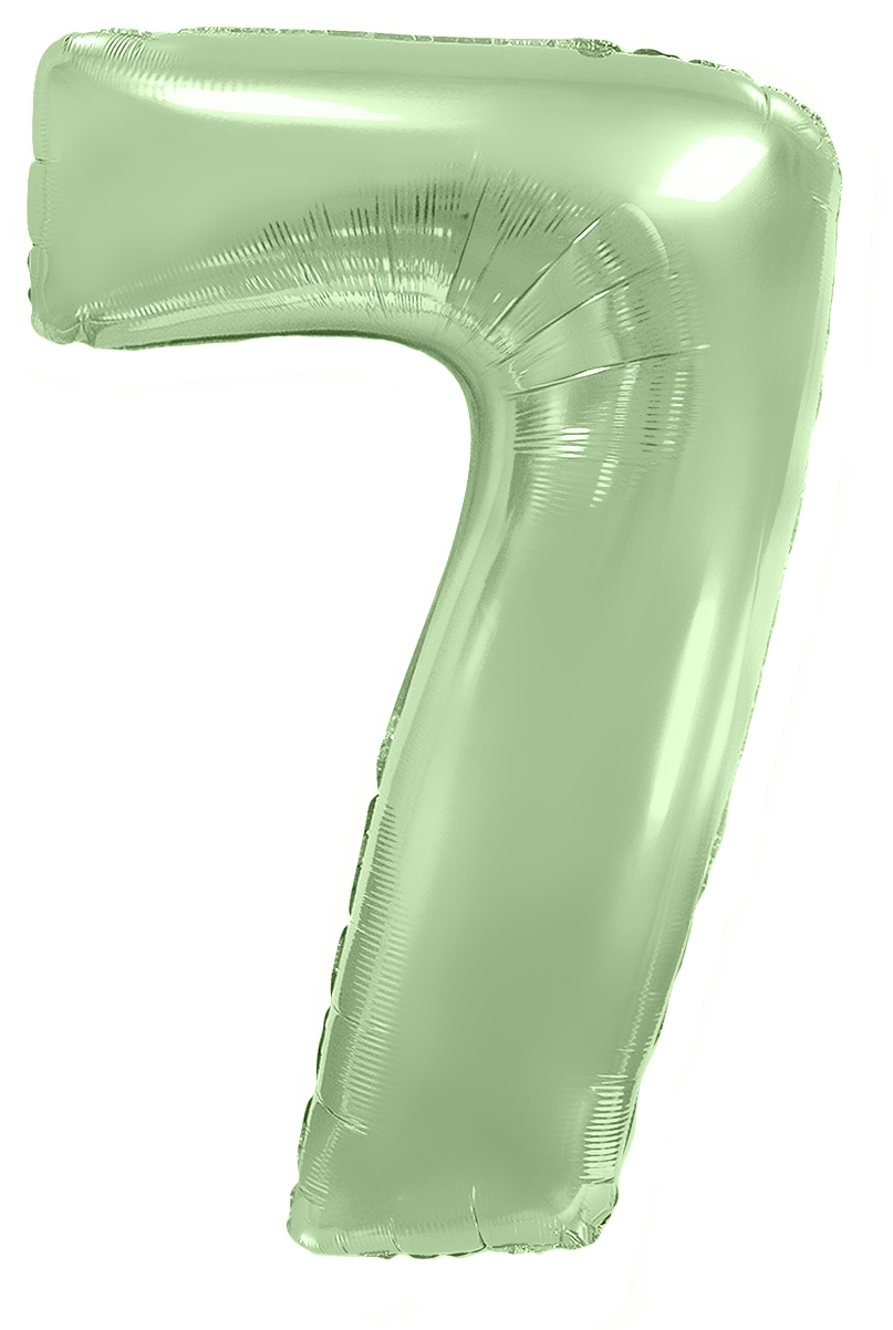 Шар (40''/102 см) Цифра, 7, Мятный, Макарунс, 1 шт.