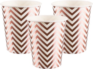 Стаканы (250 мл) Зигзаги, Белый/Розовое золото, Металлик, 6 шт.