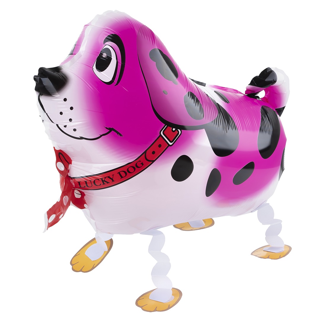 Шар 3D (24''/61 см) Ходячая Фигура, Собака Далматинец, Розовый, 1 шт.