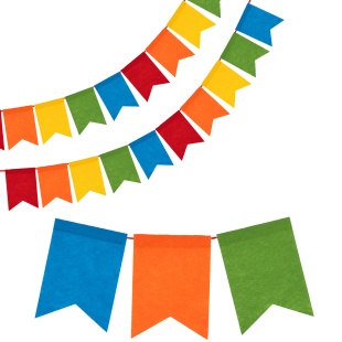 Гирлянда Флажки, из фетра, Яркий праздник, Ассорти, 11,5*16 см, 10 упак.