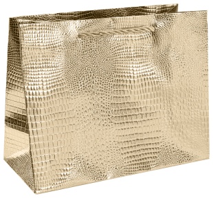 Пакет подарочный, Крафт 210гр, Кожа крокодила, Золото, Металлик, 18*23*10 см, 1 шт.