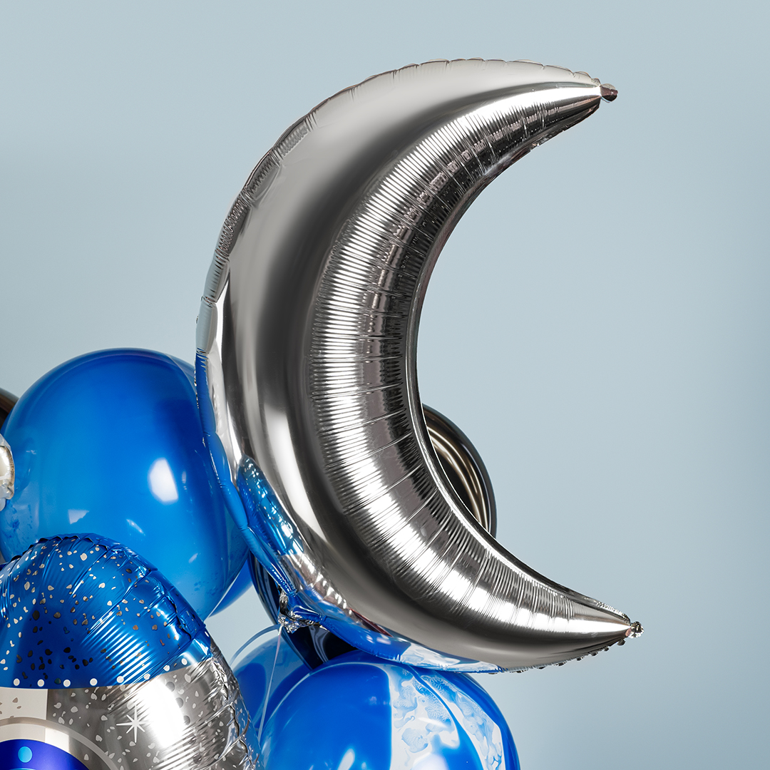 Шар (28''/71 см) Фигура, Полумесяц, Серебро, 1 шт. в уп.