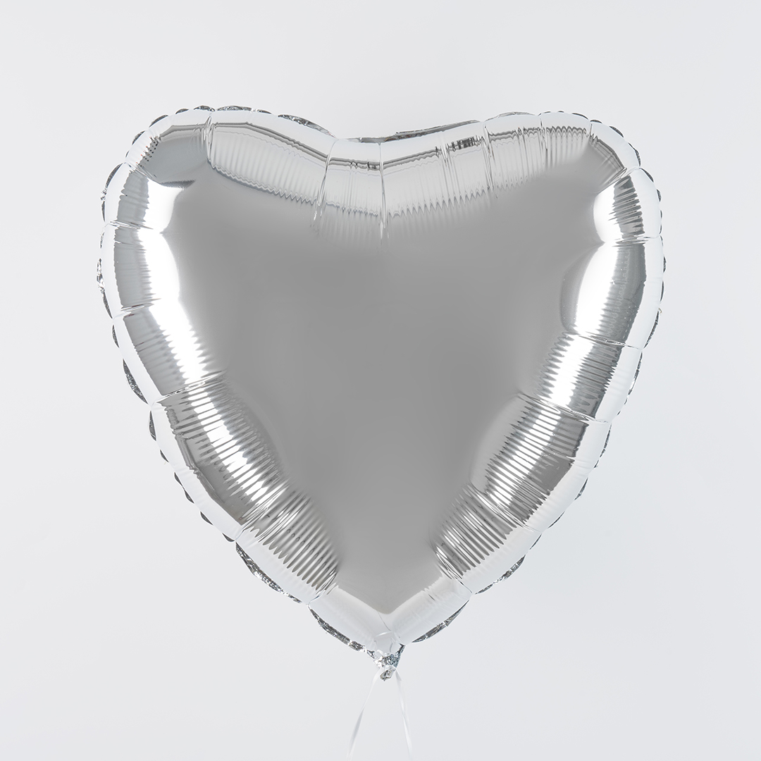 Шар (22''/56 см) Сердце, Серебро, 1 шт. в уп.