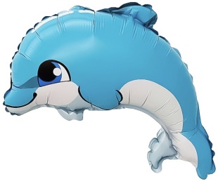 Шар с клапаном (13''/33 см) Мини-фигура, Маленький дельфин, 5 шт. в уп.