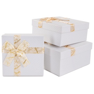 Набор коробок Праздничное настроение, Белый, 19*19*9,8 см, 3 шт. в упак. 