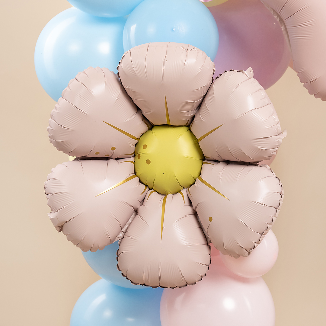 Шар (25''/64 см) Цветок, Ромашка (надув воздухом), Светло-розовый, Сатин, 1 шт.