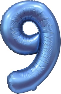 Шар (34''/86 см) Цифра, 9, Синий, Сатин, 1 шт. в уп.