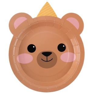 Тарелки (7''/18 см) Объемные Ушки, Мишка, 6 шт.