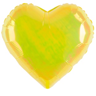 Шар (18''/46 см) Сердце, (надув воздухом), Желтый, Хамелеон, 1 шт. в уп.