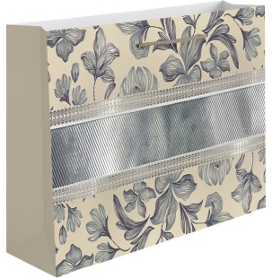 Пакет подарочный, 210гр, Цветочная эстетика, Дизайн №2, Металлик, 19,5*24,5*9,5 см, 1 шт.