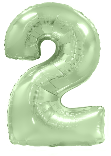Шар (40''/102 см) Цифра, 2, Мятный, Макарунс, 1 шт.