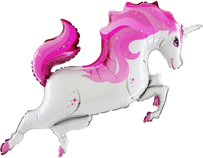 Шар (48''/122 см) Фигура, Звездный Единорог, Розовый, 1 шт.