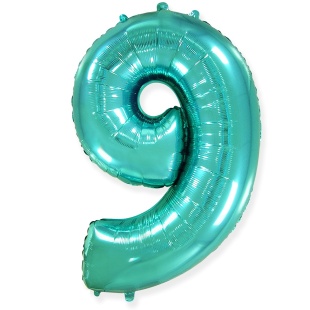 Шар (40''/102 см) Цифра, 9, Тиффани, 1 шт. в уп.