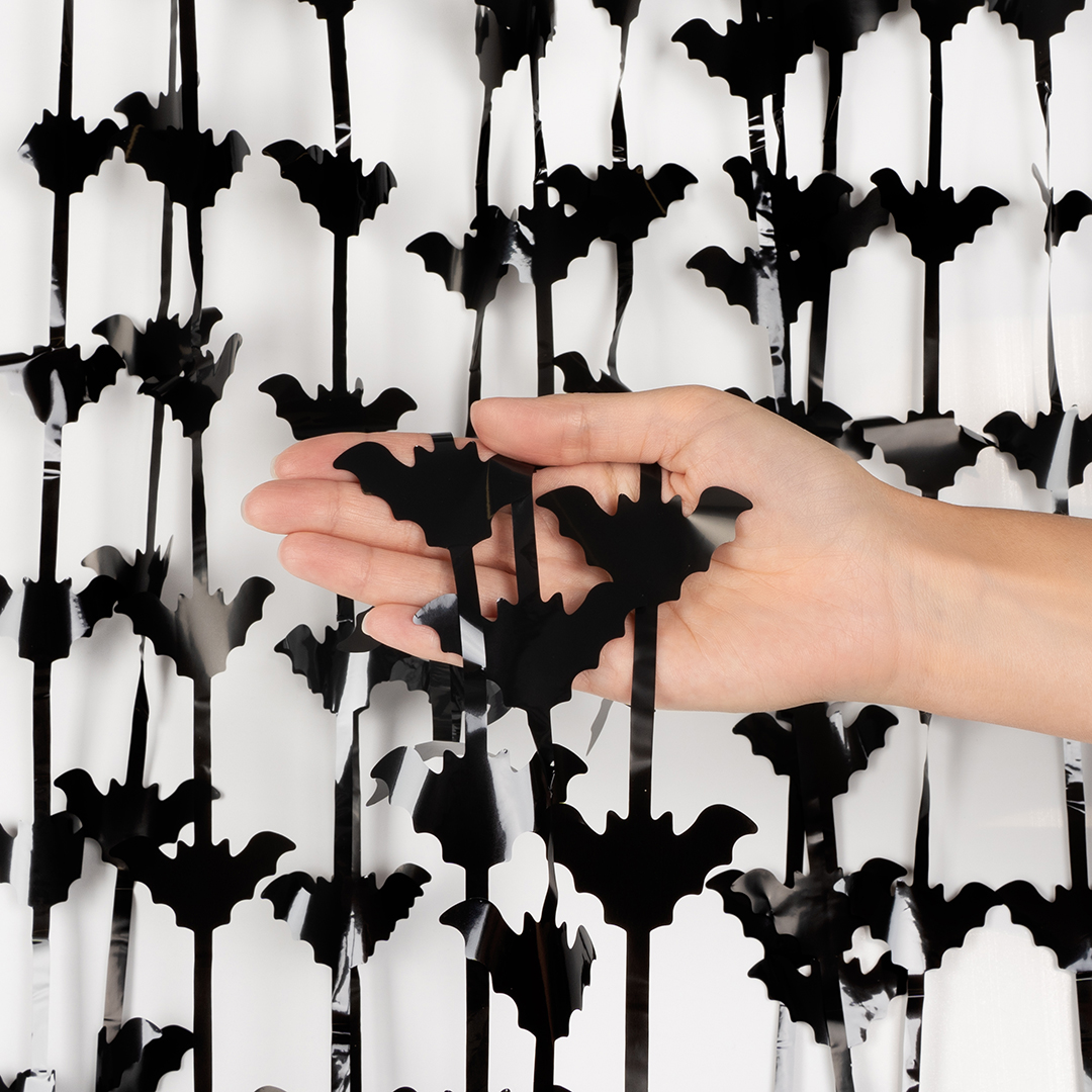 Занавес Летучие мыши, Черный, Металлик, 100*200 см, 1 шт.