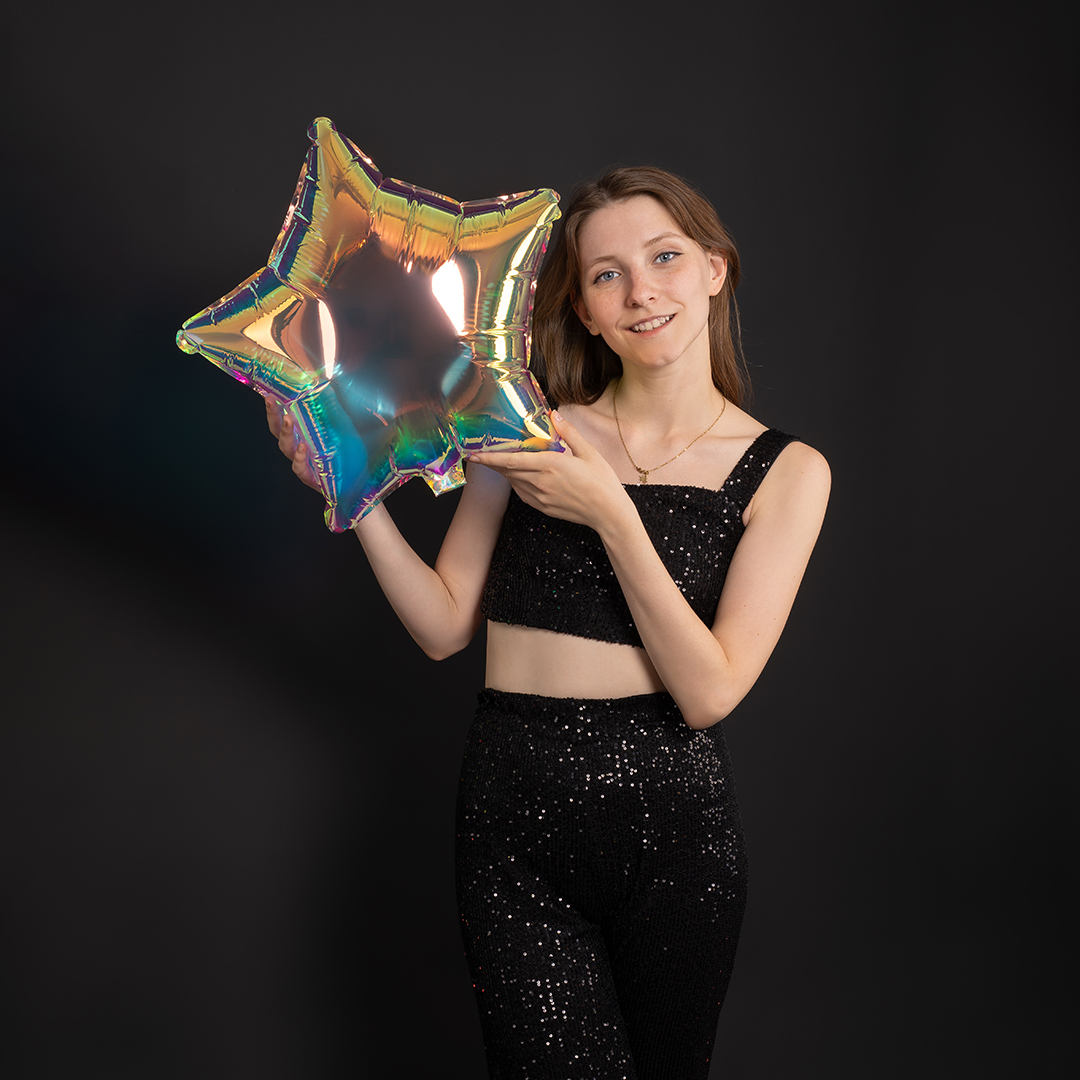Шар (19''/48 см) Звезда, (надув воздухом), Зеркальный, Хамелеон, 1 шт. в уп.