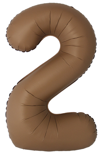 Шар (40''/102 см) Цифра, 2 Slim, Шоколад, Матовый, 1 шт.