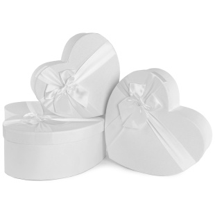Набор коробок Сердце, с бантом, Белый, 31*28*12 см, 3 шт. в упак. 