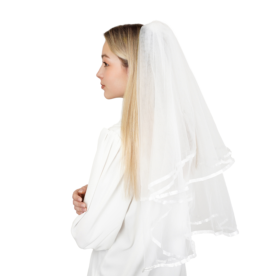 Фата с гребнем, Белый, 75 см, 1 шт. 