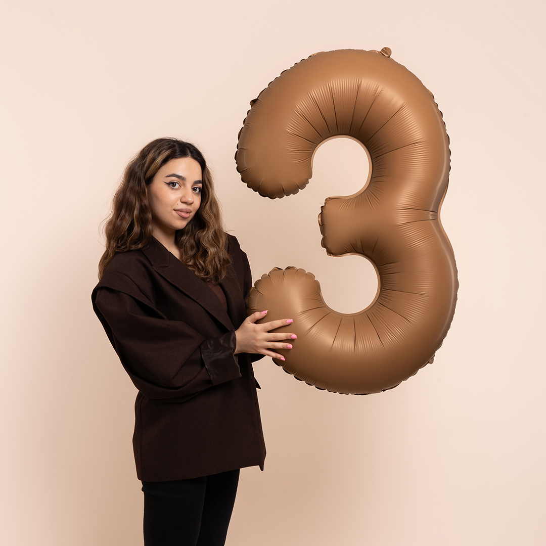 Шар (40''/102 см) Цифра, 3 Slim, Шоколад, Матовый, 1 шт. Шар (40''/102 см) Цифра, 3 Slim, Шоколад, Матовый, 1 шт.