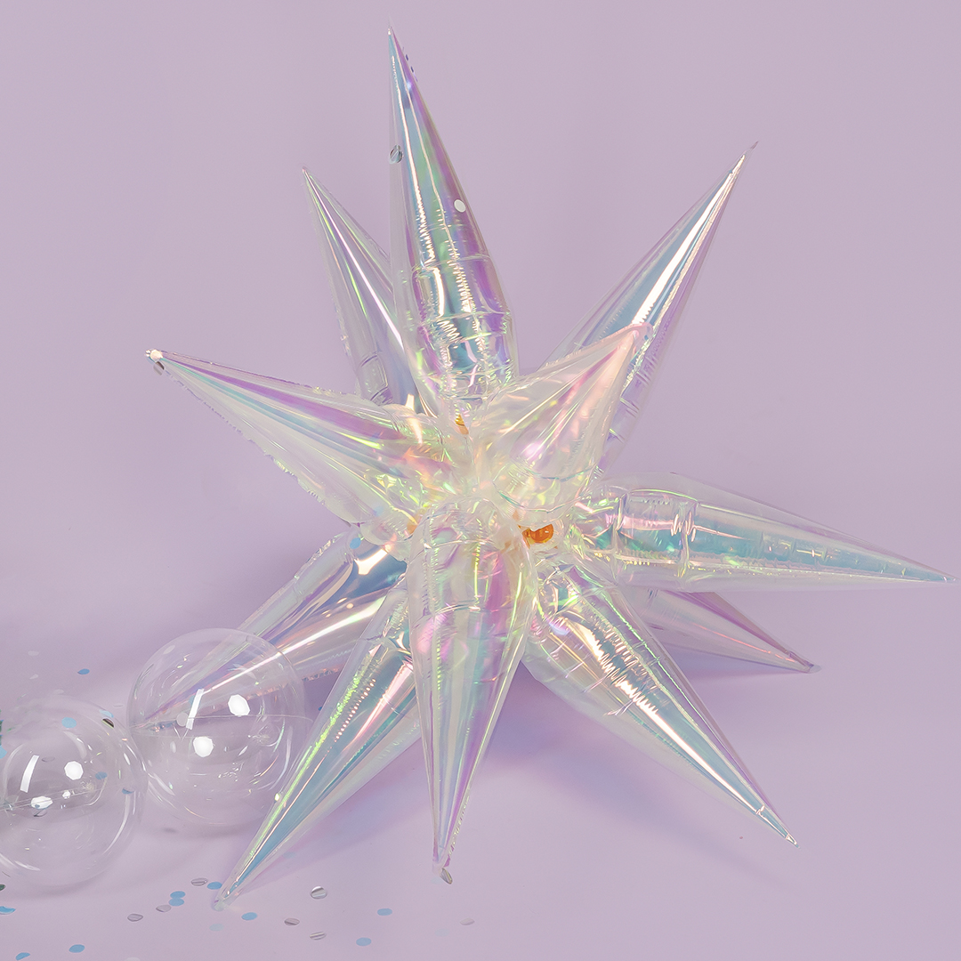 Шар 3D (26''/66 см) Звезда, Составная, Прозрачный, Хамелеон, 1 шт. в уп.