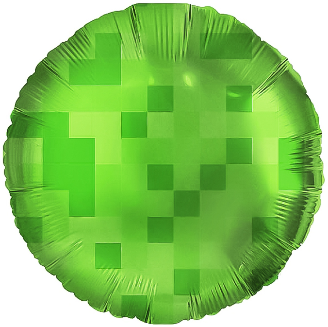 Шар (18''/46 см) Круг, Пиксели, Зеленый, 1 шт. в уп.