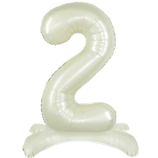 Шар (32''/81 см) Цифра на подставке, 2, Белый песок, 1 шт. в уп.