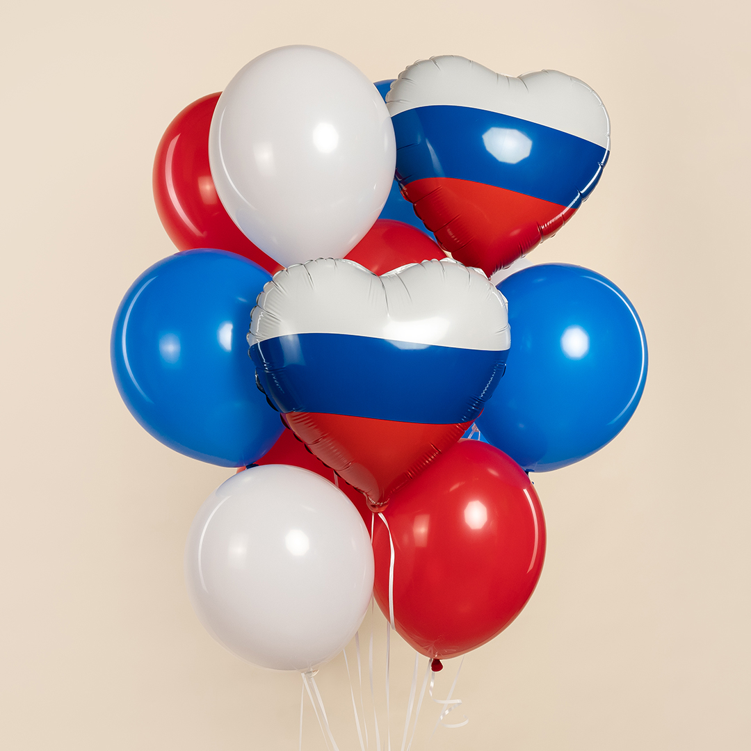 Шар (18''/46 см) Сердце, Триколор, 1 шт. в уп.