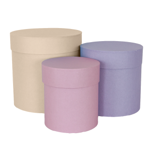 Набор коробок Цилиндр, Микс цветов, 19*19 см, 3 шт. в упак. 