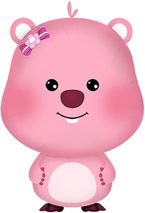 Шар (24''/61 см) Фигура, Милый Бобр, Розовый, 1 шт.