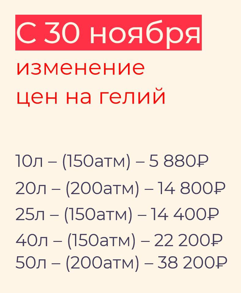 Снижение цен на гелий с 30 ноября