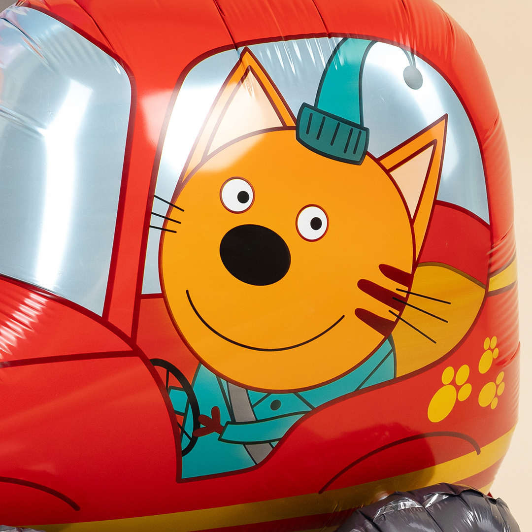 Шар 3D (29''/74 см) Фигура, Три Кота, Компот в машинке, 1 шт. в уп.