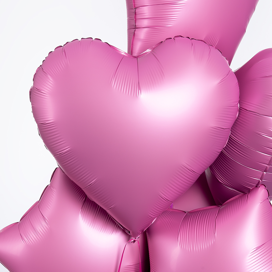 Шар (18''/46 см) Сердце, Розовый, Сатин, 1 шт.